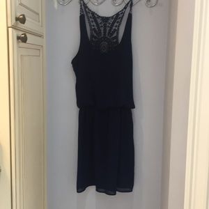 Navy blue detailed back dress